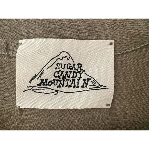 SUGAR CANDY MOUNTAIN Slouched Sleeveless Taupe Green Linen Dress Oversized US XS - Picture 12 of 13